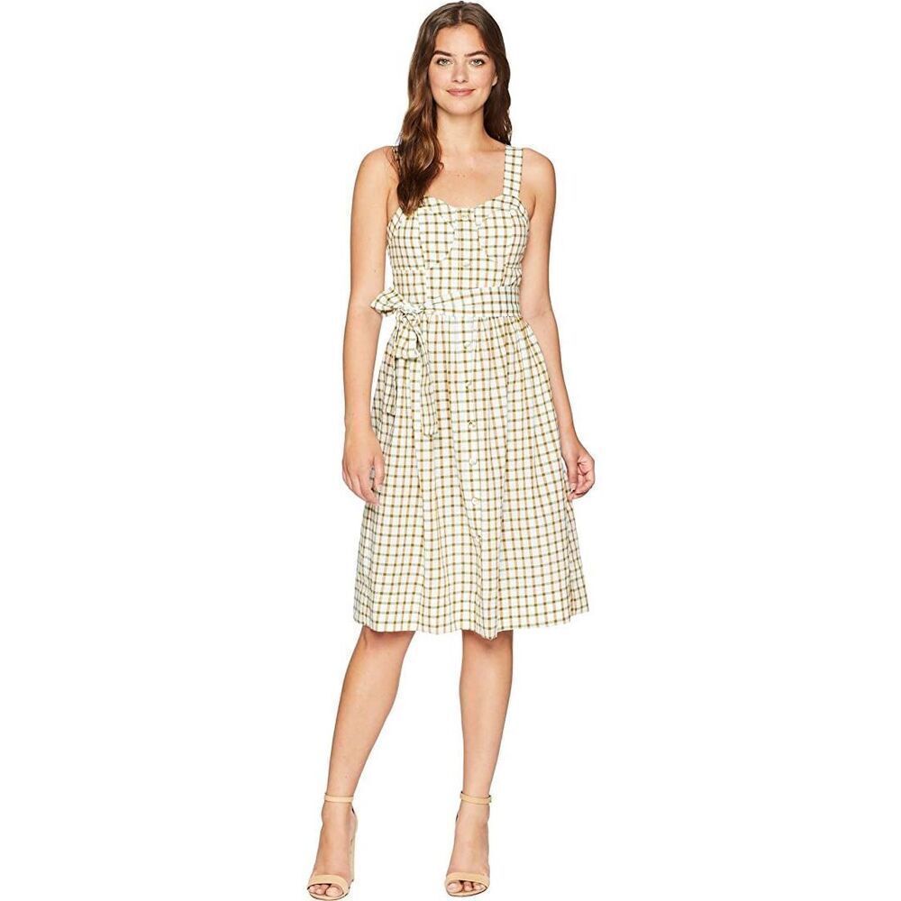 JOA Women's Sleeveless Plaid Button Down FIT & Flare Belted MIDI Dress medium